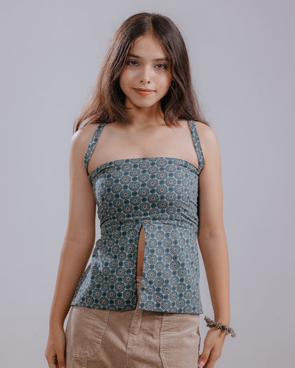 Teal Tara Slit Top